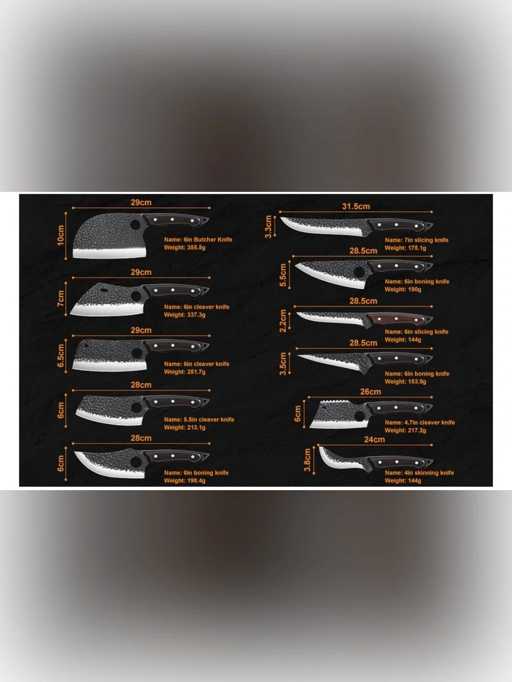12 pc Hand Forged Serbian Chef Knives with Leather Bag
